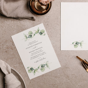 Minimalistische Eucalyptus Groene Watercolor Trouw Kaart