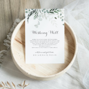 Minimalistische eucalyptus huwelijkswensput informatiekaartje