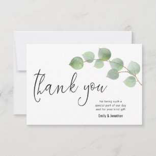 Minimalistische Eucalyptus Leaf Script Foto Bedankkaart
