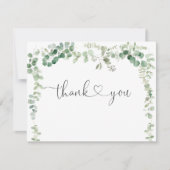 Minimalistische eucalyptus platte bruiloft dank u  bedankkaart (Voorkant)