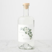 Minimalistische Eucalyptus Trouw Wit Likeurfles Etiket (Voorkant)