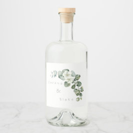 Minimalistische Eucalyptus Trouw Wit Likeurfles Etiket