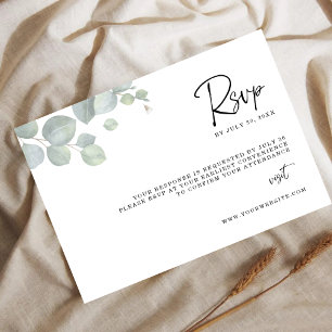 Minimalistische Eucalyptusbladeren RSVP Trouwkaart Save The Date