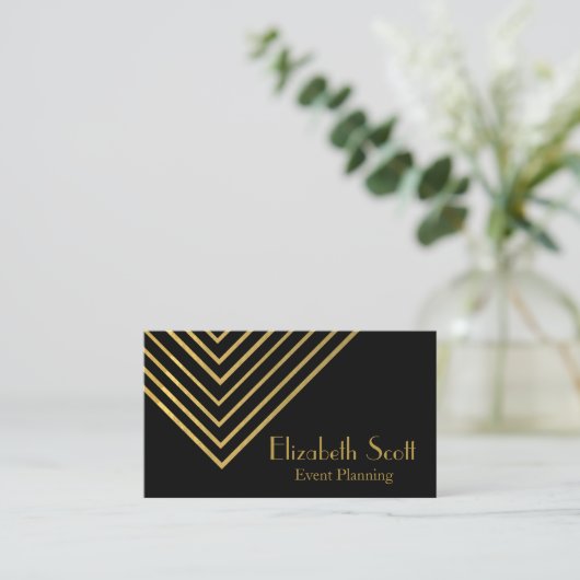 Minimalistische Event Planner Chevron Lines Design Visitekaartje (Staand voorkant)
