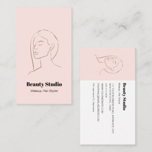 Minimalistische Face Logo Hair Beauty Make-up Roze Visitekaartje
