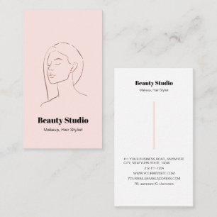 Minimalistische Face Logo Hair Beauty Make-up Roze Visitekaartje