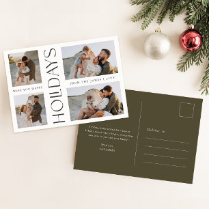 Minimalistische familie Vier foto Happy Holiday Briefkaart