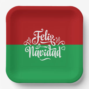 Minimalistische Feliz Navidad Spaanse kerst Papieren Bordje