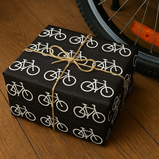 Minimalistische fiets zwart-wit fiets symbool cadeaupapier