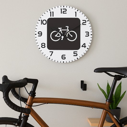 Minimalistische fiets zwart-wit fiets symbool grote klok