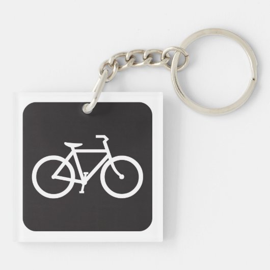 Minimalistische fiets zwart-wit fiets symbool sleutelhanger (Achterkant)