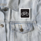 Minimalistische fiets zwart-wit fiets symbool vierkante button 5,1 cm (In situ)