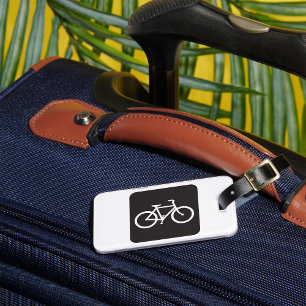 Minimalistische fiets zwart-wit fietssymbool bagagelabel