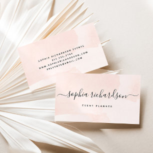 Minimalistische flair   Blush Waterverf en script Visitekaartje