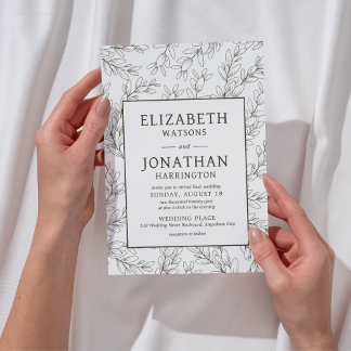 Minimalistische Floral Beige bruiloft Kaart