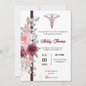 Minimalistische Floral RN afstuderen uitnodiging (Voorkant)