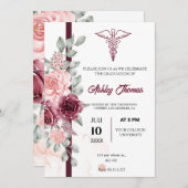 Minimalistische Floral RN afstuderen uitnodiging (Voorkant / Achterkant)