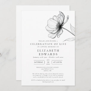 Minimalistische Floral Viering van het leven begra Kaart