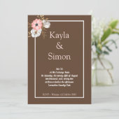 Minimalistische Floral Waterverf bruin huwelijk Kaart (Staand voorkant)