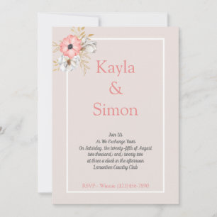 Minimalistische Floral Waterverf Linen Wedding Kaart