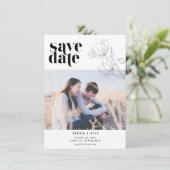 Minimalistische Flower Photo Wedding Sla de datum Save The Date (Staand voorkant)