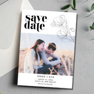 Minimalistische Flower Photo Wedding Sla de datum Save The Date