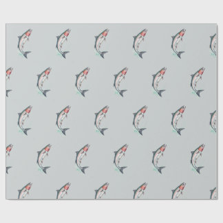 Minimalistische Folk Art Zalm Visserij Inpakpapier