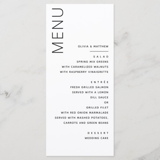 Minimalistische formele bruiloft | Modern elegant  Menu (Voorkant)