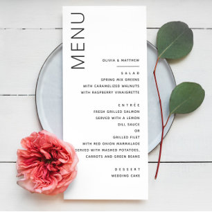Minimalistische formele bruiloft   Moderne elegant Menu