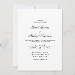 Minimalistische formele romantische zwarte script kaart