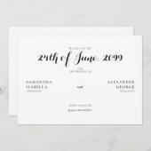 Minimalistische formele zwarte en witte tijdloze b save the date (Voorkant / Achterkant)