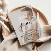 Minimalistische foto 5e verjaardagsfeest kaart