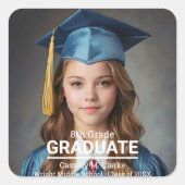 Minimalistische foto 8e Grade Afstuderen Seal Vierkante Sticker (Voorkant)