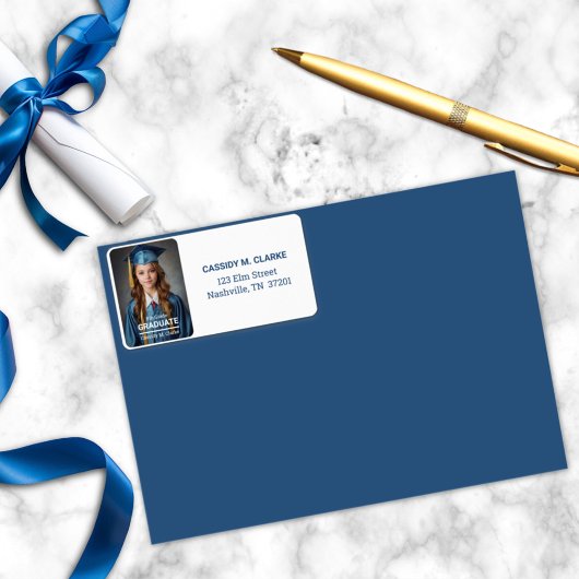 Minimalistische foto 8e klas Afstuderen adres Etiket