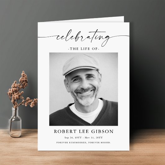 Minimalistische foto begrafenisvolgorde van servic programma