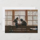 Minimalistische foto 'Binnenkort!' Baby zwangersch Aankondiging (Voorkant)