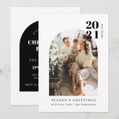 Minimalistische foto-boog familie kerstfeest kaart (Voorkant / Achterkant)