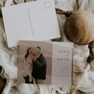Minimalistische foto bruiloft Bewaar onze datum Briefkaart