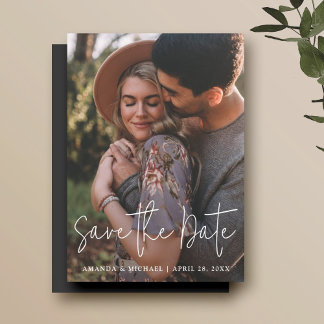 Minimalistische foto bruiloft Save the Date Magnet Magnetische Uitnodiging