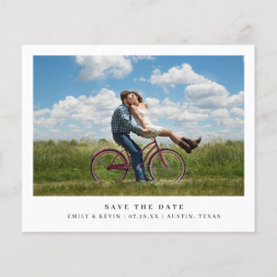 Minimalistische foto budget trouwkaart uitnodiging flyer