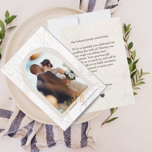 Minimalistische foto collage bruiloft dank u kaart