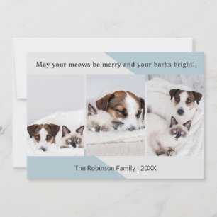 Minimalistische foto collage hond kat modern Kerst Feestdagenkaart