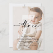 Minimalistische foto drie 3e verjaardag kaart (Voorkant)