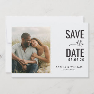 Minimalistische foto in anticiperend beige save the date