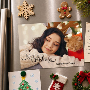Minimalistische foto kerstkaart souvenir magneet magnetische uitnodiging