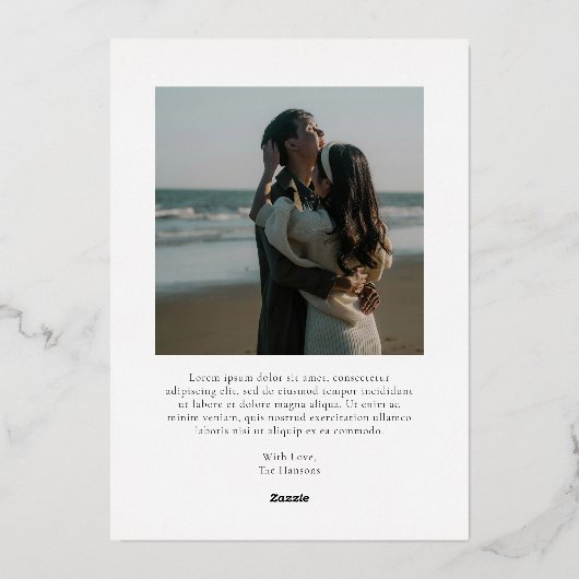 Minimalistische foto moderne kerst folie feestdagenkaart (Achterkant)