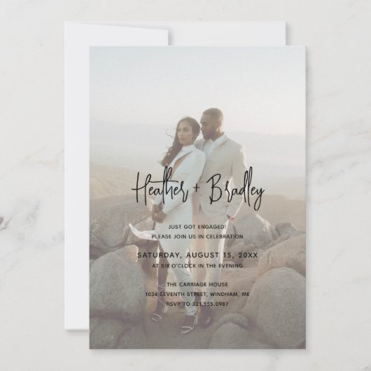 Minimalistische foto moderne verlovingsfeest kaart (Voorkant)