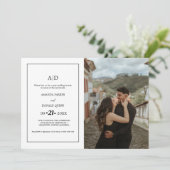 Minimalistische foto Monogram Pre-Wedding brunch Kaart (Staand voorkant)