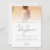 Minimalistische foto-overlay baby shower bedankje kaart (Voorkant)