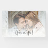 Minimalistische foto overlay script welkom bruilof spandoek (Horizontaal)